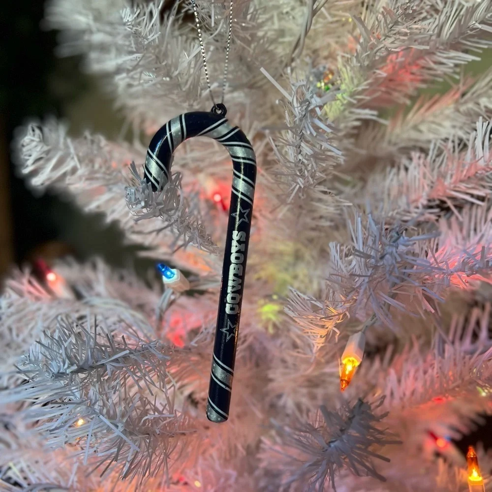 💙 Vintage NFL Dallas Cowboys Candy Cane Christmas Ornament Forever Collectible